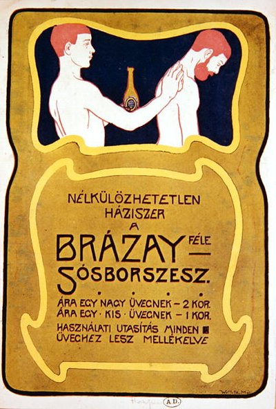 1900年頃のハンガリーのオードトワレ「Brazay」の広告（カラーリトグラフ） 作： Hungarian School