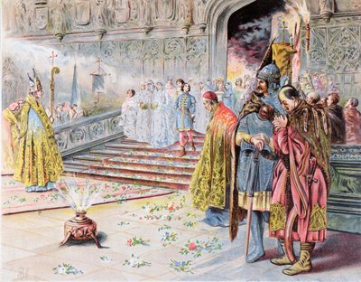 1476年のマティアス1世（1440〜90年）の結婚とアラゴンのベアトリス 作： Hungarian School
