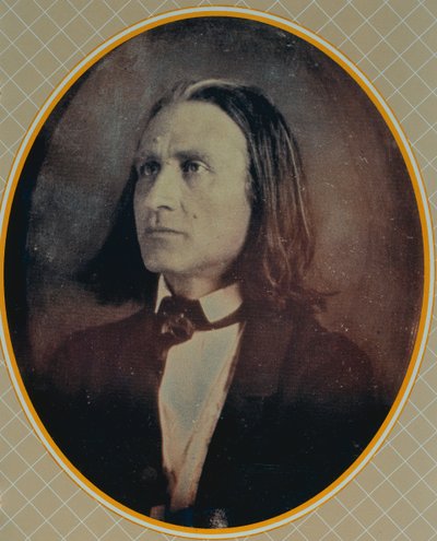1856年頃に撮影されたフランツリスト（1811-86）のダゲーロタイプの複製 作： Hungarian School