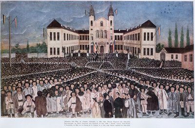 1848年5月15日、トランシルバニアのブラジでのルーマニア農民の集会 作： Hungarian School