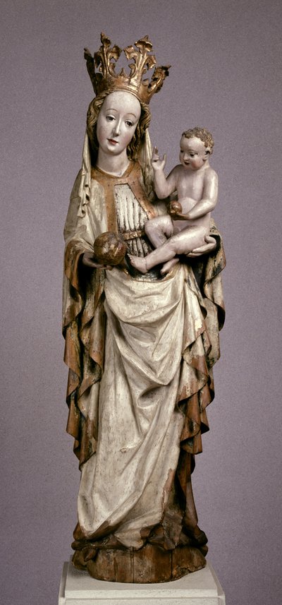 トポルクの聖フィリップ教会と聖ジェームズ教会の聖母子、c.1420（塗装＆金色の木材） 作： Hungarian School