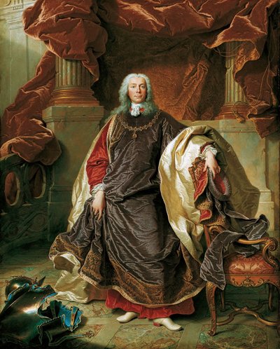 リヒテンシュタイン公ジョセフ・ヴェンツェル1世の肖像、1696年～1772年、1740年。 作： Hyacinthe François Honoré Rigaud