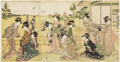 ホーキングパーティー、1807年（色木版画） 作： Hyakusai Hisanobu Hyakusai Hisanobu
