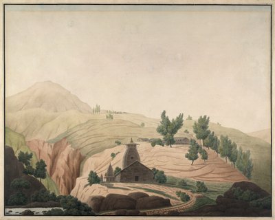 前景に寺院があるバルハイチの村 作： Hyder Jung Hearsey