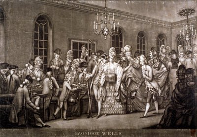 1772 年、ロンドン、バニゲ ウェルズの混雑した部屋の眺め。 作： IR Smith