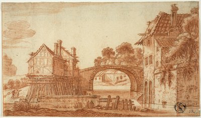 運河沿いの古い家並み 作： I Jan van de Velde