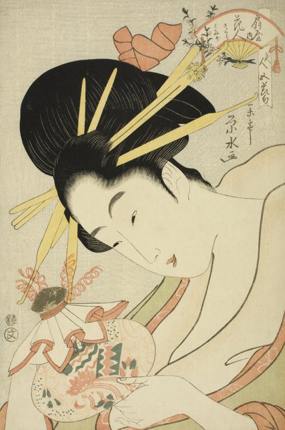 扇の華人花ひとと桜と紅葉の出席者、五祭の美女シリーズ 作： Ichirakutei Eisui