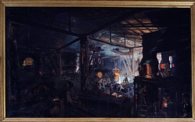 るつぼのある鋳鉄。フランソワ・ボノーム（1809～1881）の絵画 作： Ignace Francois Bonhomme