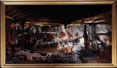ドラマーのハンマーで鍛える。フランソワ・ボノーム（1809-1881）の絵画 作： Ignace Francois Bonhomme