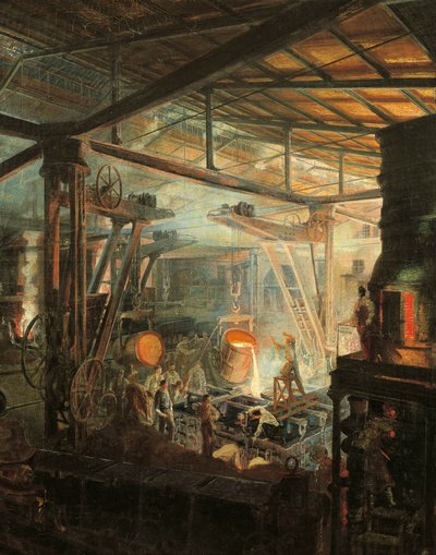フランス《鋳造所》1864年頃（油彩・キャンバス 作： Ignace Francois Bonhomme