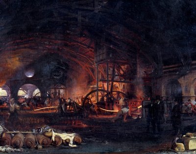 産業革命。「フランソワ・ボノーム（1809-1881）が描いた絵の詳細（1839年フルシャンボー 作： Ignace Francois Bonhomme