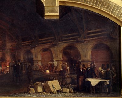 冶金の話フルシャンボーの大鍛冶屋「詳細フランソワ・ボノーム（1809-1881）による絵画 1839年 フルシャンボー 作： Ignace Francois Bonhomme
