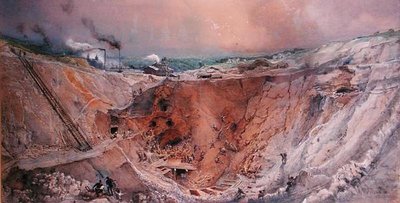 Vieille Montagneでのオープンキャストマイニング、ソーヌエロワール、1854年頃（紙、WC） 作： Ignace Francois Bonhomme