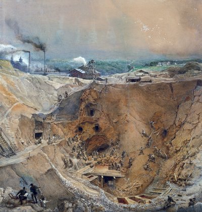 Vieille Montagneでのオープンキャストマイニング、ソーヌエロワール、1854年 作： Ignace Francois Bonhomme
