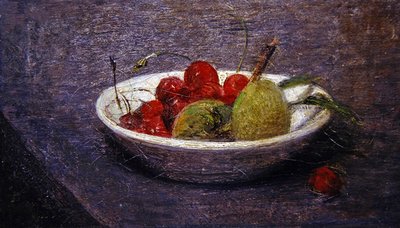 さくらんぼとアーモンド（油彩・キャンバス） 作： Ignace Henri Jean Fantin Latour