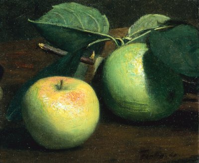 2つのりんご（油彩・キャンバス） 作： Ignace Henri Jean Fantin Latour