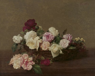 バラのバスケット、1890 作： Ignace Henri Jean Fantin Latour