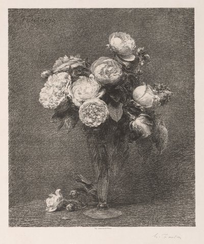 バラの花束、1879年。 作： Ignace Henri Jean Fantin Latour