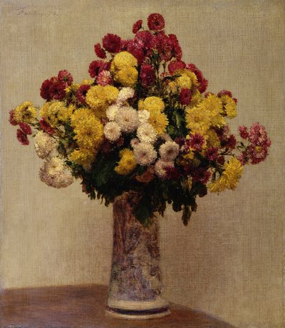 花瓶の菊、1873 作： Ignace Henri Jean Fantin Latour