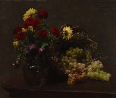 花とブドウ 作： Ignace Henri Jean Fantin Latour