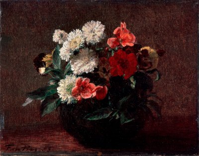 陶器の花瓶の中の花、1883年。 作： Ignace Henri Jean Fantin Latour