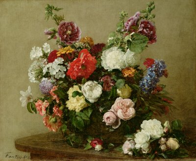 フランスのバラと牡丹、1881 作： Ignace Henri Jean Fantin Latour