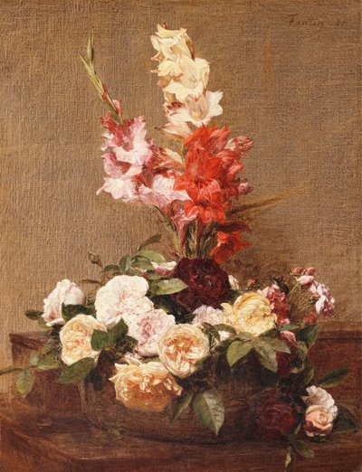 グラジオラスとバラ、1881 作： Ignace Henri Jean Fantin Latour