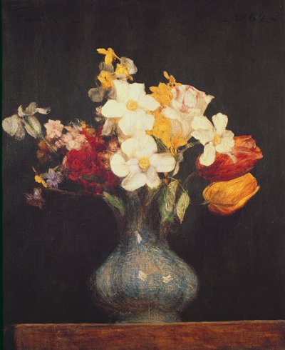 ナルキッシとチューリップ、1862 作： Ignace Henri Jean Fantin Latour