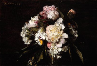 牡丹、白いカーネーションとバラ、1874 作： Ignace Henri Jean Fantin Latour