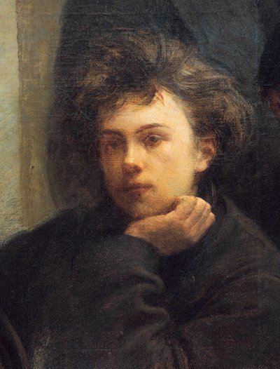 アルチュール・ランボーの肖像、絵画「Corner Table」の細部 作： Ignace Henri Jean Fantin Latour