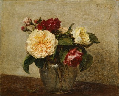 赤と黄色のバラ、1879 作： Ignace Henri Jean Fantin Latour