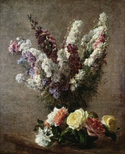 バラとラークスパー、1885 作： Ignace Henri Jean Fantin Latour