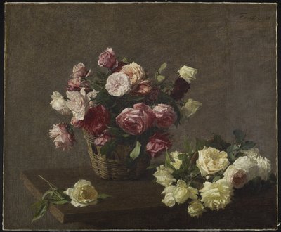 かごの中のバラ、またはかごの中のバラ、1888 作： Ignace Henri Jean Fantin Latour