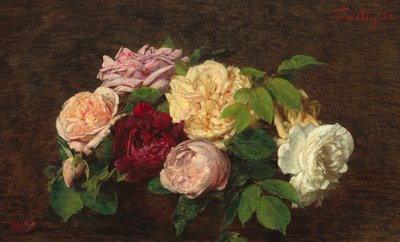 テーブルの上のニースのバラ 作： Ignace Henri Jean Fantin Latour