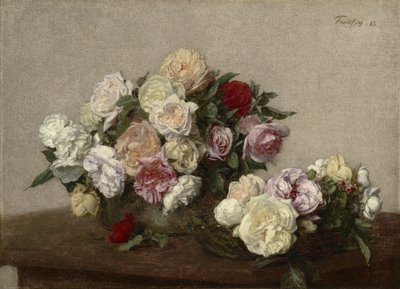 ボウルと皿のバラ、1885 作： Ignace Henri Jean Fantin Latour