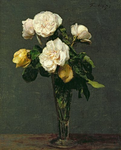 シャンパンフルートのバラ、1873年 作： Ignace Henri Jean Fantin Latour