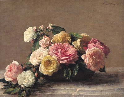 皿の中のバラ、1882 作： Ignace Henri Jean Fantin Latour