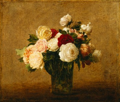 ガラスの花瓶のバラ。ガラスの花瓶のバラ、 作： Ignace Henri Jean Fantin Latour