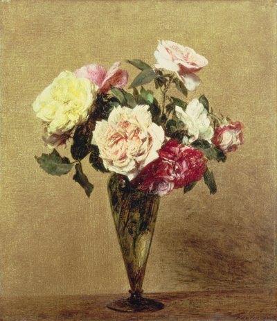 花瓶のバラ、1892 作： Ignace Henri Jean Fantin Latour