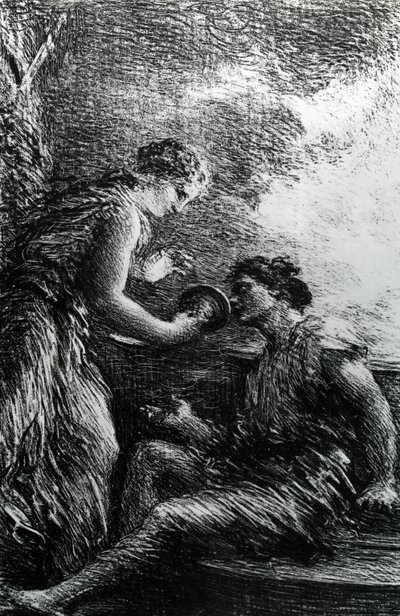 ジーグリンデとジークムント、ワグナーのオペラ「ヴァルキリー」の舞台、1887 作： Ignace Henri Jean Fantin Latour