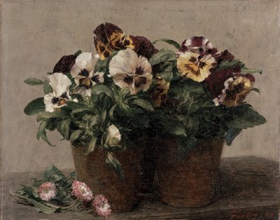パンジーとデイジーの静物、1889 作： Ignace Henri Jean Fantin Latour