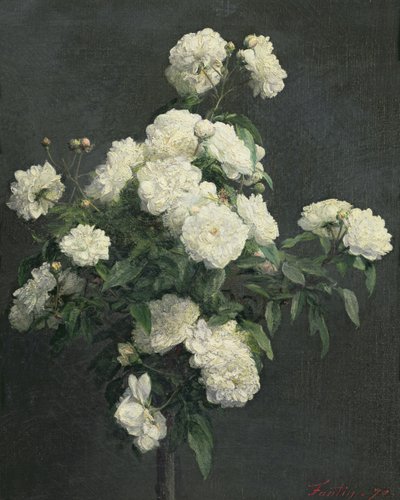 白牡丹の静物、1870 作： Ignace Henri Jean Fantin Latour