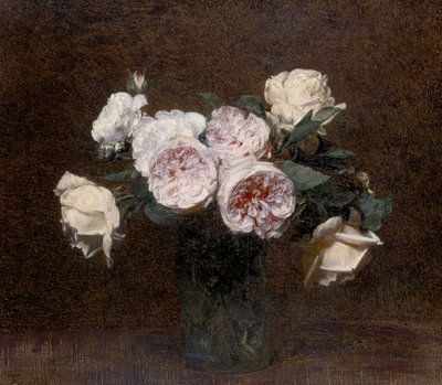 静物：ピンク、白、黄色のバラ、1894 作： Ignace Henri Jean Fantin Latour