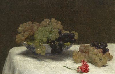 ブドウとカーネーションのある静物、1880年頃 作： Ignace Henri Jean Fantin Latour