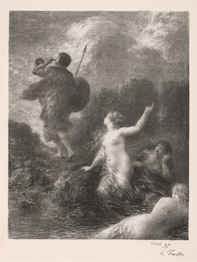 神々の黄昏：ジークフリートとライン乙女、1897年。 作： Ignace Henri Jean Fantin Latour