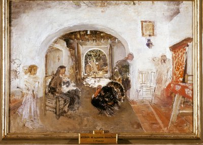 スペインのバレンシアにある農場の内装。絵画：Ignacio PINAZO CAMARLENCH 作： Ignacio Pinazo Camarlech