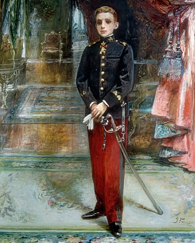 スペイン国王アルフォンソ13世の肖像 作： Ignacio Pinazo Camarlech