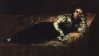 （女性の頭と手袋に手を添えて横たわる）-20世紀 作： Ignacio Zuloaga y Zabaleta