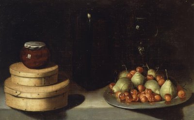 静物（ミズキ、ナシ、箱、蜂蜜の瓶）-XXセンチュリー 作： Ignacio Zuloaga y Zabaleta