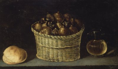 ワインセラー（イチジク入りウィッカーバスケット、蜂蜜入りパンとジャー）-XXセンチュリー 作： Ignacio Zuloaga y Zabaleta
